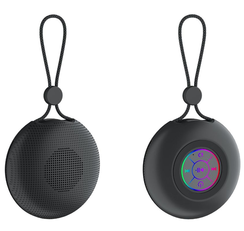 Bluetooth portátil 5.3 alto-falante com IPX4 impermeabilização Luzes RGB Design de corda pendurada 52mm Driver 5W saída Tipo-C Carregamento