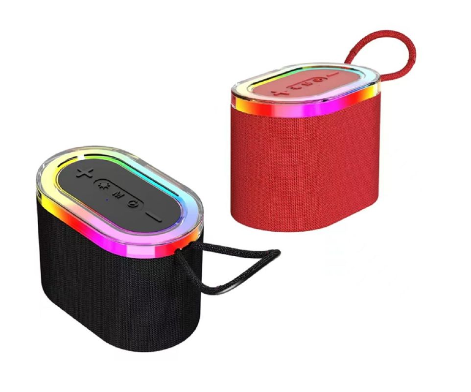 Bluetooth portátil 5.3 alto-falante com bateria de 800mAh Suporta cartão AUX TF e reprodução USB Inclui luzes RGB incorporadas