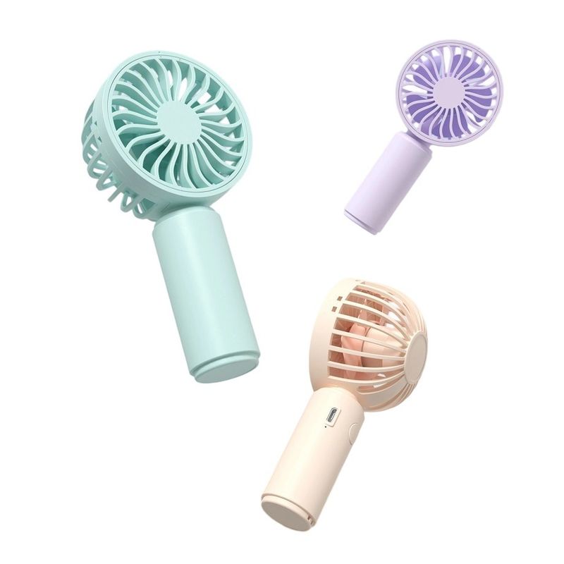 Mini ventilador portátil 300mAh Bateria 1H Bateria suporta 1.5H Tipo-C Switch de carregamento localizado na parte de trás Rosa Azul Roxo