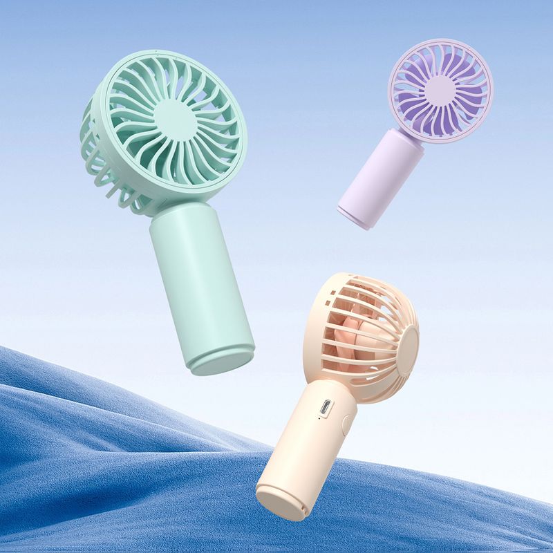 Mini ventilador portátil 300mAh Bateria 1H Bateria suporta 1.5H Tipo-C Switch de carregamento localizado na parte de trás Rosa Azul Roxo