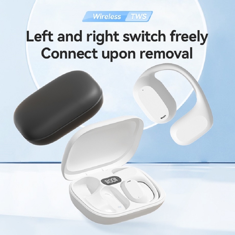 Fones de ouvido TWS ETEK com gancho Bluetooth 5.3 A2DP/AVRCP/HFP 50mAh Fone de ouvido + Placa de proteção da caixa de 300mAh