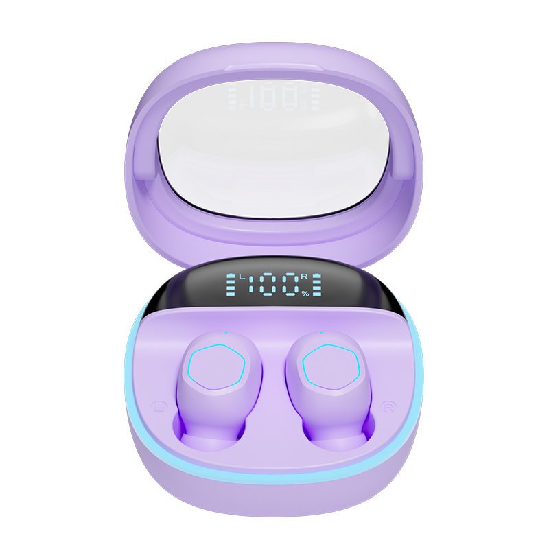 ETEK Transparente-Cover LED Display Fones de Ouvido sem fio BT 5.3 Fone de Ouvido F10 de Controle de Toque Falcão preto branco cor roxa