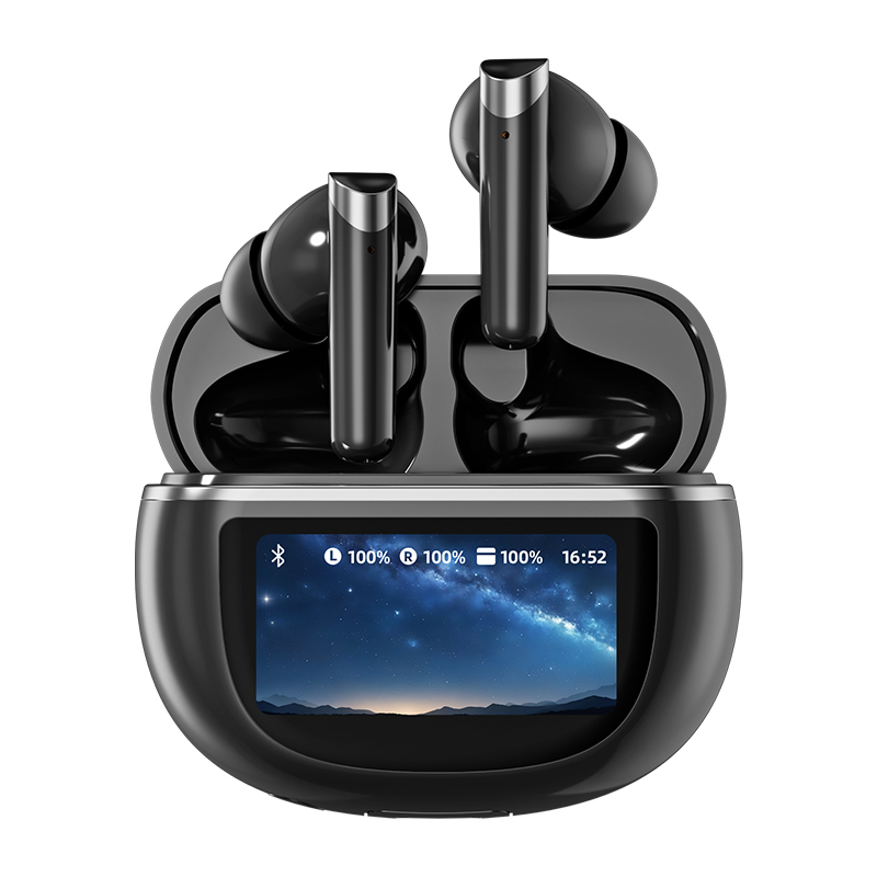 Fones de ouvido sem fio Bluetooth 5.4 Controle táctil Fones de ouvido ANC 500mAh Carregamento rápido TWS Preto Branco Complexão