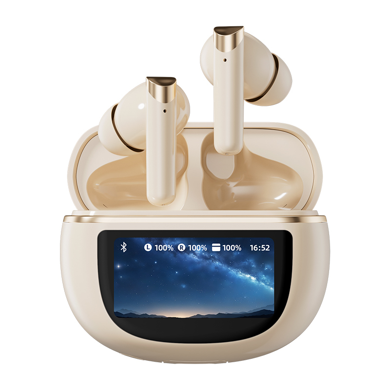 Fones de ouvido sem fio Bluetooth 5.4 Controle táctil Fones de ouvido ANC 500mAh Carregamento rápido TWS Preto Branco Complexão