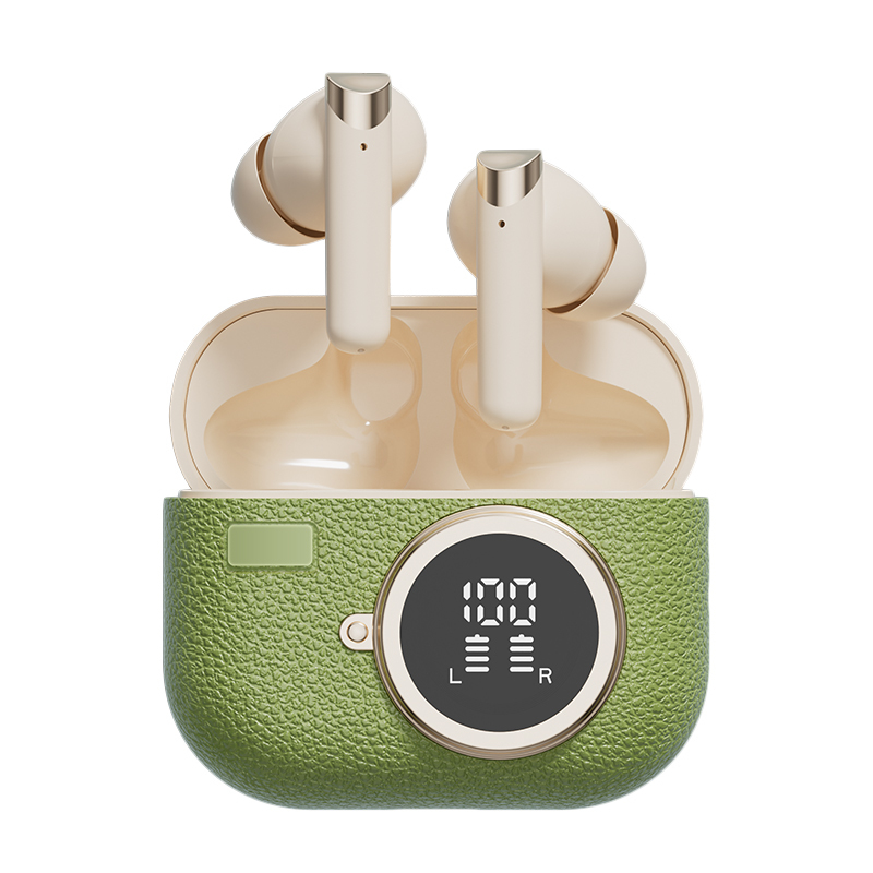 Fones de ouvido sem fio Bluetooth 5.4 ANC Fone de ouvido F10 alto-falante 300mAh Caixa Tipo-C Carregamento rápido Marrom Complexão Verde