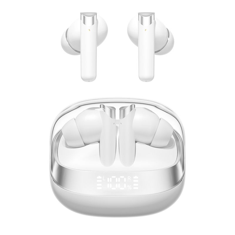 ETEK Fones de Ouvido Sem Fio Bluetooth 5.4 ANC Fone de Ouvido F10 Anel de cobre Porta-vozes 300mAh Case Preto e Branco Complexão