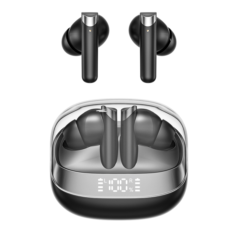 ETEK Fones de Ouvido Sem Fio Bluetooth 5.4 ANC Fone de Ouvido F10 Anel de cobre Porta-vozes 300mAh Case Preto e Branco Complexão
