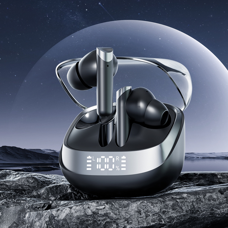 ETEK Fones de Ouvido Sem Fio Bluetooth 5.4 ANC Fone de Ouvido F10 Anel de cobre Porta-vozes 300mAh Case Preto e Branco Complexão