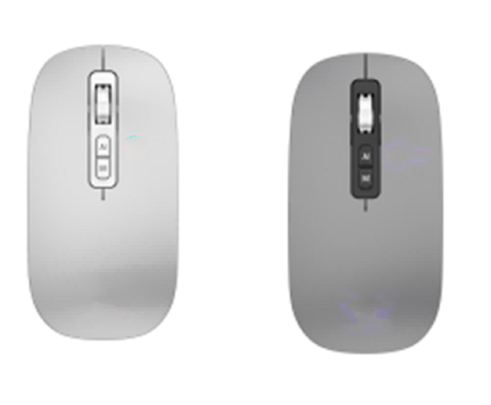 Mouse AI sem fio 2.4G e Bluetooth oferece configurações de DPI ajustáveis 800/1200/1600 Cinza Prata Transparente