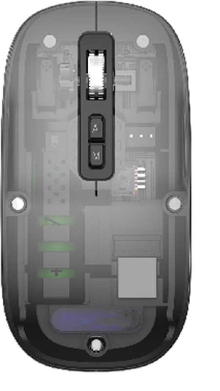 Mouse AI sem fio 2.4G e Bluetooth oferece configurações de DPI ajustáveis 800/1200/1600 Cinza Prata Transparente