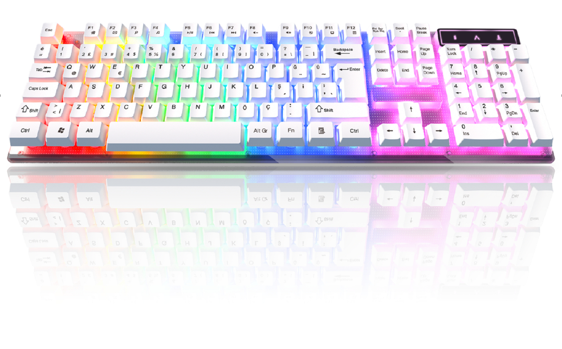 Teclado Gamer LED com fio ETEK Corpo em ABS Medidas 435*130*30mm Com 420g Teclas Gravadas a Laser Opção em Metal