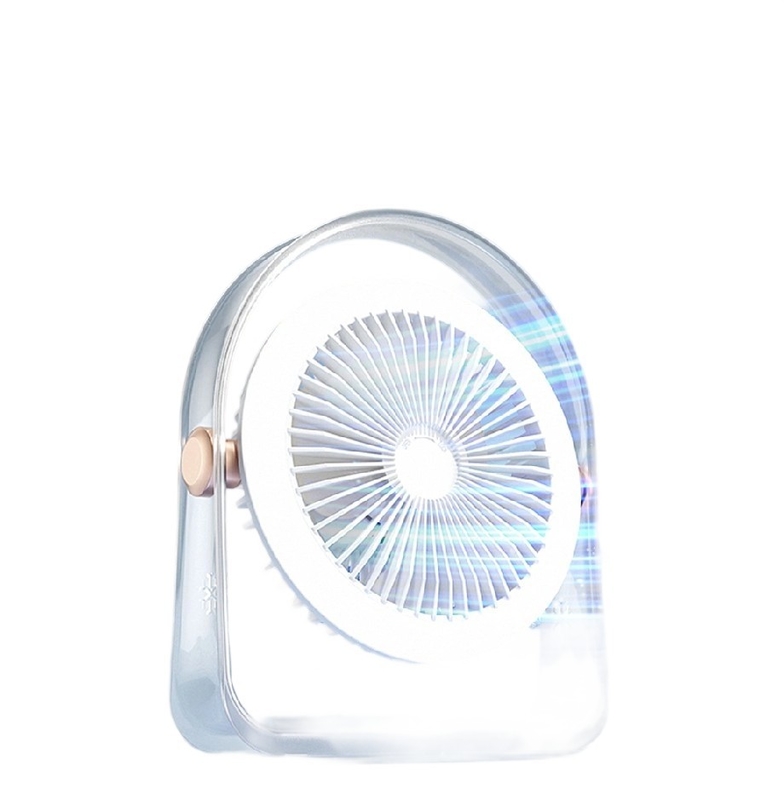 Ventilador tricolor (branco, cinza, verde) com PETG + motor sem escova, bateria de 1200mAh, vento de 3 velocidades (2-6W) + ajuste de luz de 3 níveis