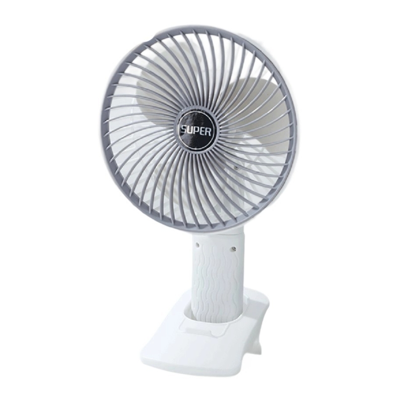 4-em-1 Multi-Posição Grey Fan ((Clip/Hang/Stand/Handheld),duas versões:Fan de bateria com 3 velocidades,Fan de ligação direta com 1 velocidade.