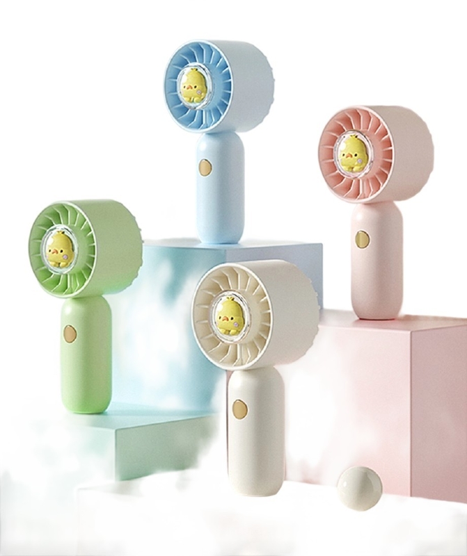 Ventilador portátil de 3 velocidades com Lany, bateria de 500mAh, carregamento rápido Tipo-C, Selecione o ventilador em branco/verde/azul/rosa.