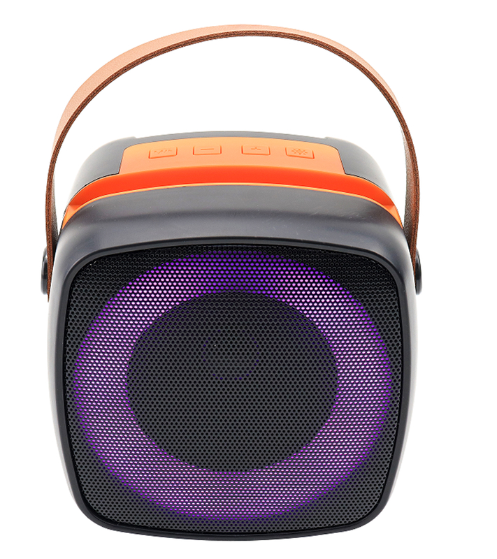 ETEK 66mm 5W Bluetooth alto-falante portátil com bateria de 1200mAh, iluminação RGB, alça/detentor multifunção.