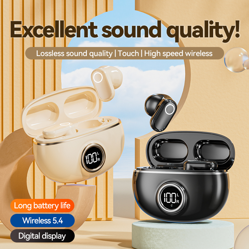 Fone de ouvido TWS ETEK Plated Bluetooth 5.4 com F10, fone de ouvido de 25mAh + estojo de 230mAh (placa de proteção), tempo de chamada de 2-3h.