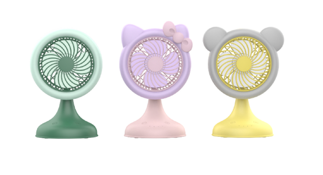 Ventilador ETEK ABS+PP com Motor Sem Escova Bateria de 1200mAh Modos de 3 velocidades 1,2-3,5h de autonomia Em estilos Gato / Urso / Simples