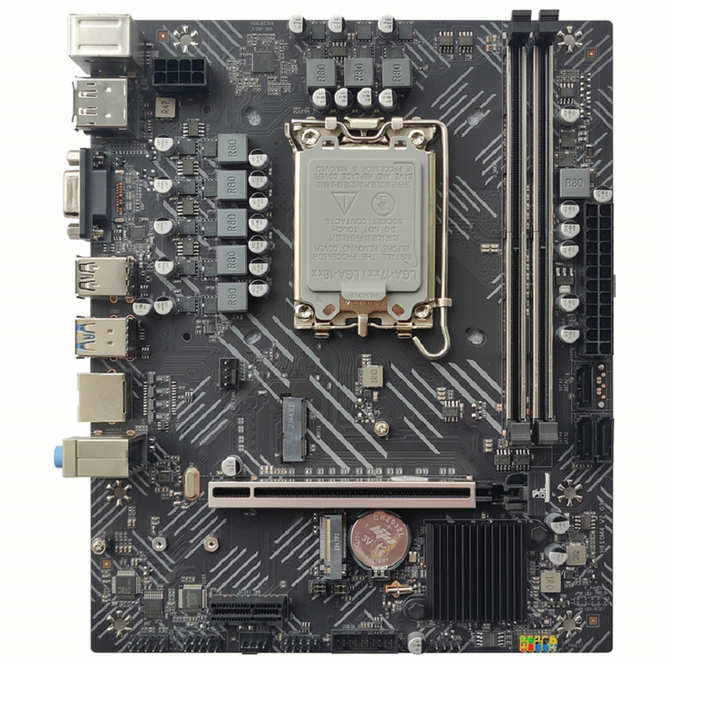 Placa-mãe ETEK H610 Micro-ATX para CPUs LGA1700 DDR4 Dual-Channel Slot PCIe 4.0 x16 Saídas opcionais DP+HDMI+VGA