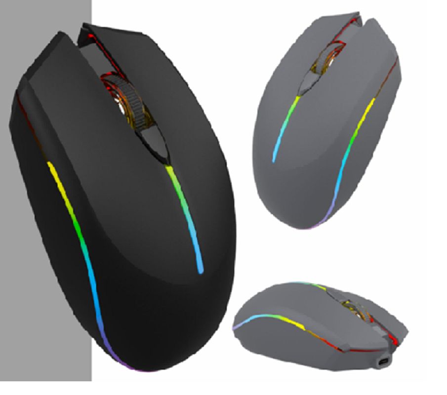 Mouse com conectividade de modo duplo 2.4G e Bluetooth Bateria recarregável de 500mAh DPI ajustável 800/1200/1600