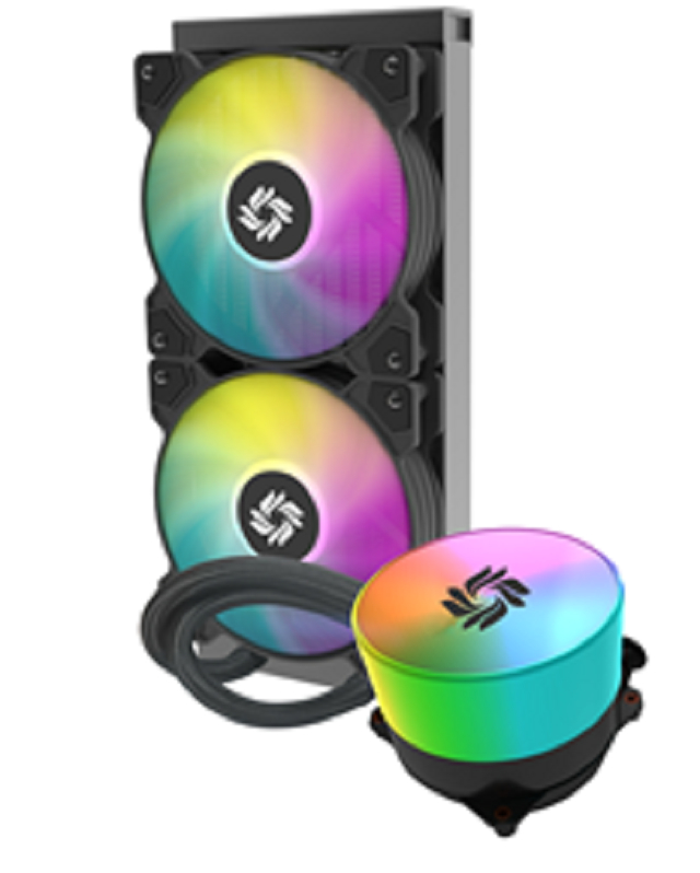 Cooler de CPU líquido ARGB de 240mm com bloco de água redondo, mangueira de borracha de 400mm, ventoinha PWM de 1800 RPM, logotipo personalizado, TDP de 270W