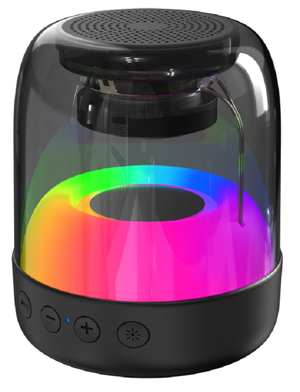 Alto-falante Bluetooth portátil 3W, driver de 2 polegadas, concha ABS, iluminação RGB, 500mAh, suporta BT/AUX/USB/TF, chamada mãos-livres