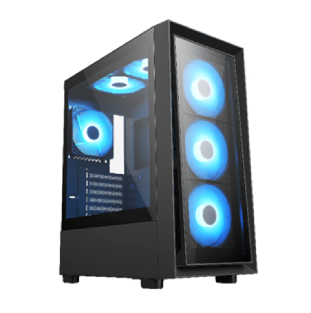 Gabinete de jogos ATX Mid-Tower com vidro temperado, 7 slots de expansão, USB 3.0 + Tipo-C (Opcional) e suporte de refrigeração frontal/superior/traseira