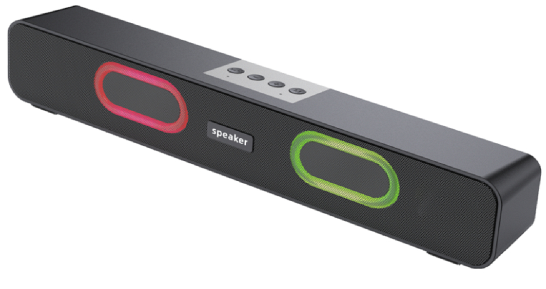 10W Multifunção Portavel Bluetooth Speaker, TF/USB/FM/AUX, Hands-Free Call, Dual Diaphragm com Luz, 1200mAh, Preto