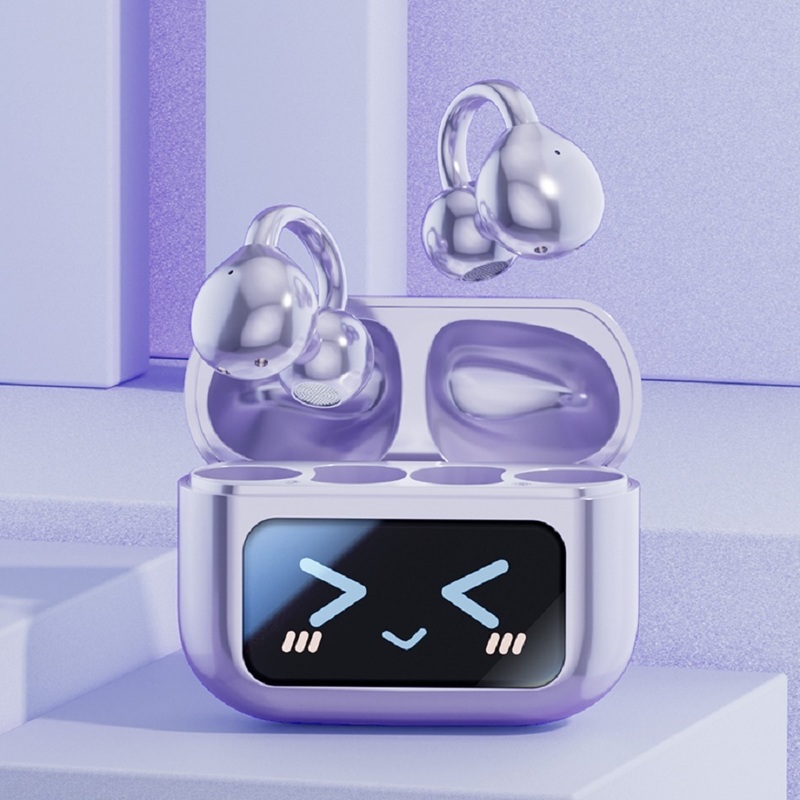 TWS Bluetooth 5.4 Earbuds sem fio,M100, Earbuds de 30mAh + Caixa de carregamento de 500mAh, A2DP/AVRCP/HFP, Faixa de 10M, Preto/Purpura