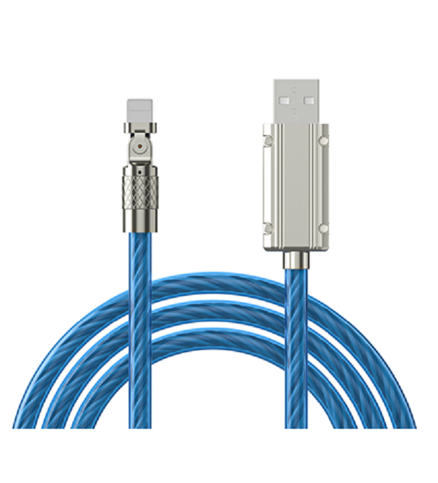 ETEK 1M Cabo de luz LED giratório, TPE, 4 núcleos, carregamento rápido e dados, liga de zinco, branco/azul/vermelho/verde