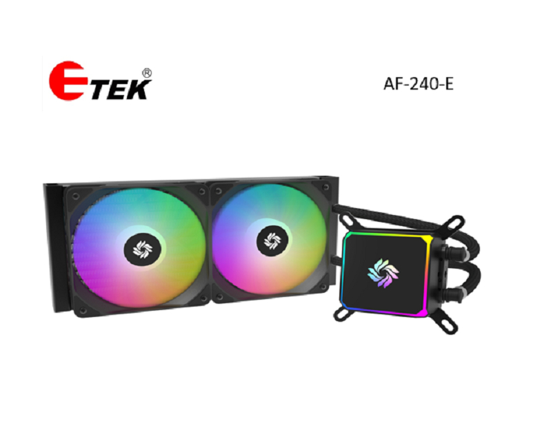 ETEK Refrigerador Líquido para CPU A-RGB de 240mm, 265W, Bloco de Água Quadrado, Ventoinhas PWM, Compatível com LGA1700/AM5