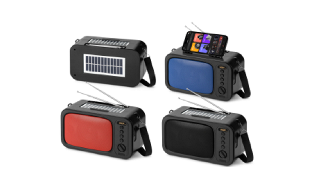 Alto-falante Bluetooth Solar ETEK 10W, Painéis Solares Duplos de 1W, TWS, FM, USB/TF, Driver de 78mm, Preto/Vermelho/Azul, ideal para uso ao ar livre, camping
