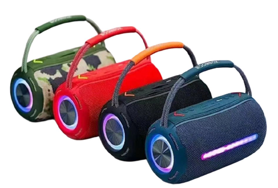 Alto-falante Bluetooth para festas de 10W, RMS duplo de 5W, BT/AUX/TF/Disco U, bateria de 1200mAh, design em tecido+plástico, para festas, atividades ao ar livre, casa, etc.