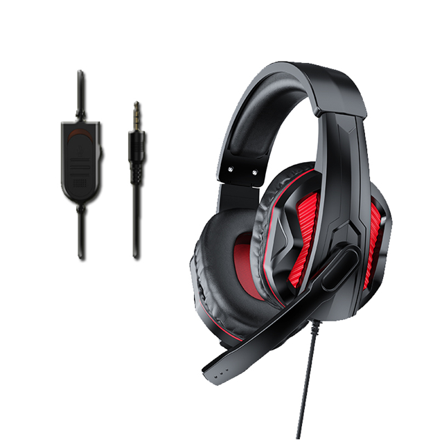 Headset gamer com fio com microfone com cancelamento de ruído, driver de 40mm, plugue USB + duplo de 3,5 mm, cabo de 2m, para esports, trabalho remoto, etc.