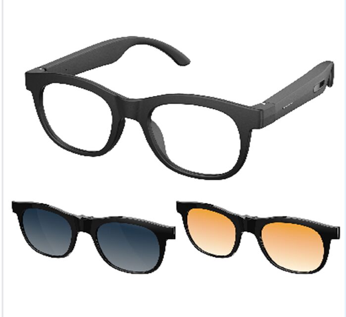 Óculos de áudio inteligentes com tradução em tempo real e intercomunicador, microfones duplos de silício, carregamento magnético, bateria de 80mAh * 2