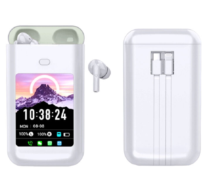 Fones de ouvido TWS inteligentes com caixa de carregamento de 5000mAh, Bluetooth 5.4,Cancelamento de ruído ENC, alertas de mensagens multi-app (WeChat/WhatsApp/FB)