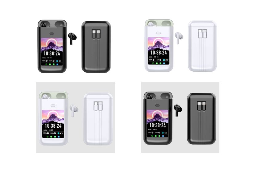 Fones de ouvido TWS inteligentes com caixa de carregamento de 5000mAh, Bluetooth 5.4,Cancelamento de ruído ENC, alertas de mensagens multi-app (WeChat/WhatsApp/FB)