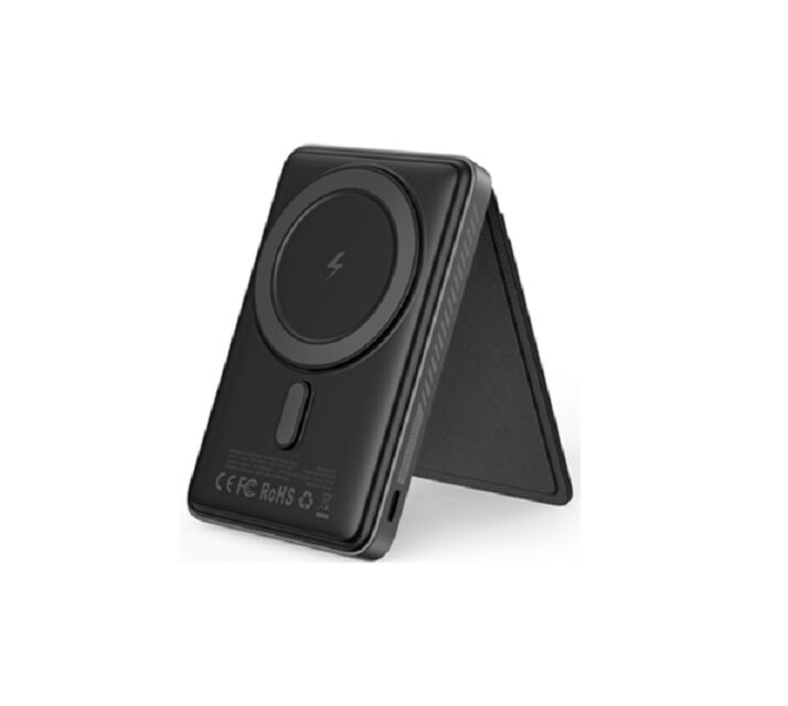 Banco de energia sem fio magnético 3 em 1 5000mAh, 15W compatível com MagSafe, saída PD / QC de 22,5W, suportes de telefone embutidos, opções multicoloridas