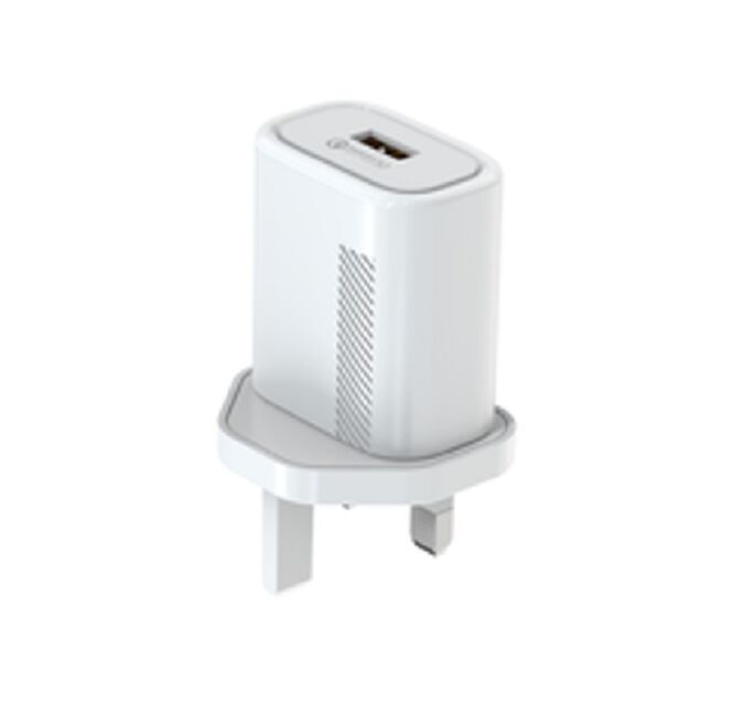 18W Quick Charge 3.0 Wall Charger, US Plug, saída multi-voltagem (5V-12V), compacto 62.5*43*27mm, entrada AC 100-240V