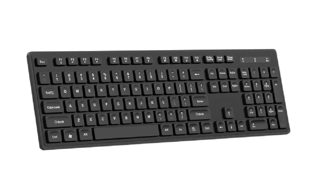 Teclado de membrana para escritório, Chip HiTrend, ABS 475, 2.4G, Com fio opcional de 1,5M, Preto/Azul/Rosa