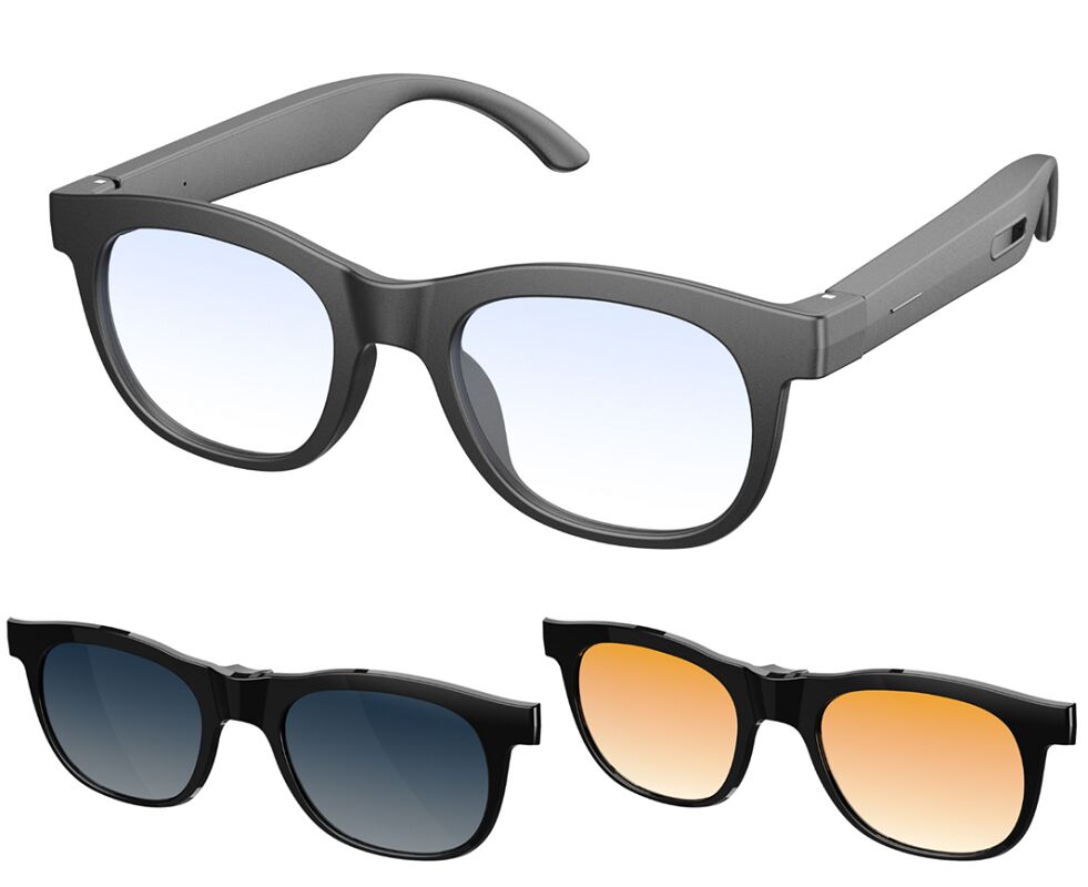 Óculos de sol Bluetooth com IA, Leves 40g, Microfone MEMS para Gravação de Reuniões, Carregamento Magnético, Áudio de Ouvido Aberto