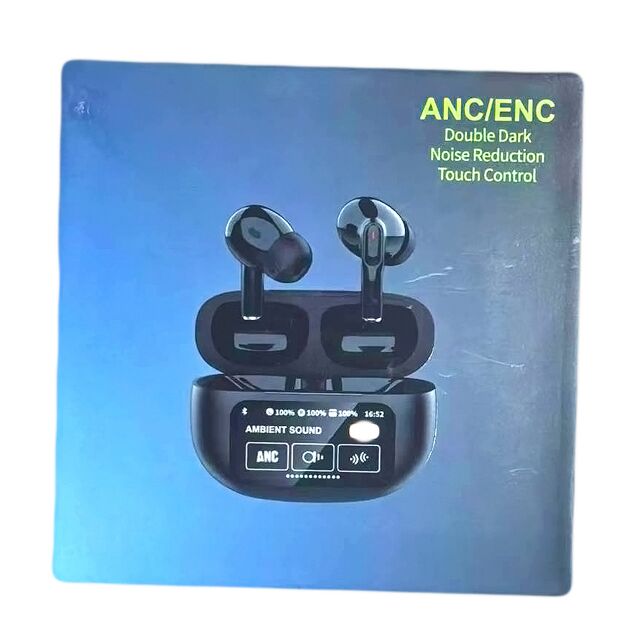 Fones de ouvido TWS com estojo de carregamento de 300mAh, fones de ouvido TWS ANC+ENC, Driver F10, Controle Touch, Modo Ambiente, 30+300mAh, Tipo-C, Preto