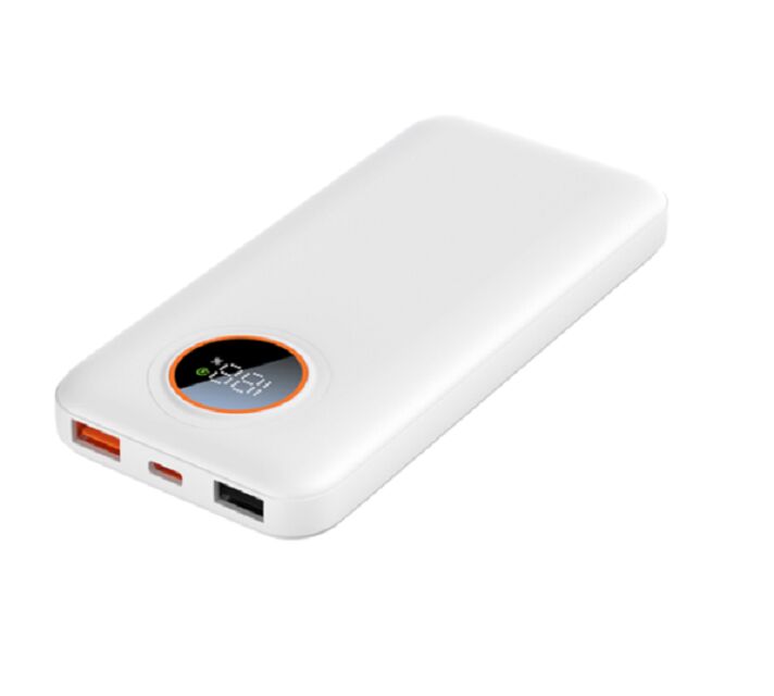 10000mAh PD 22.5W Power Bank, Tipo-C In/Out, USB-A, Grade A Cell, preto/branco, com cabo de carregamento rápido