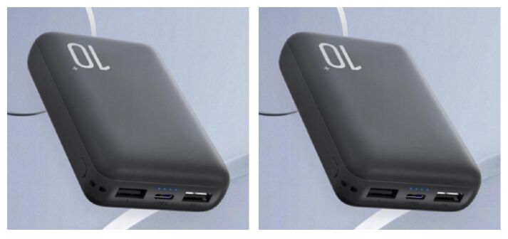 Power Bank de Célula Dupla de 10000mAh, Li-Po de Grau A, Saída de 10W, Entrada Type-C+Micro USB, Preto/Branco