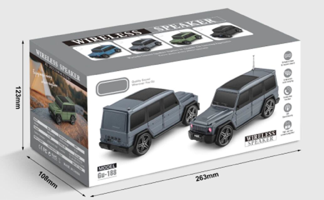 Alto-falante Bluetooth Solar em Forma de Carro, JL 5.3, 10W, 1200mAh, ABS+Malha de Ferro, 4 Cores