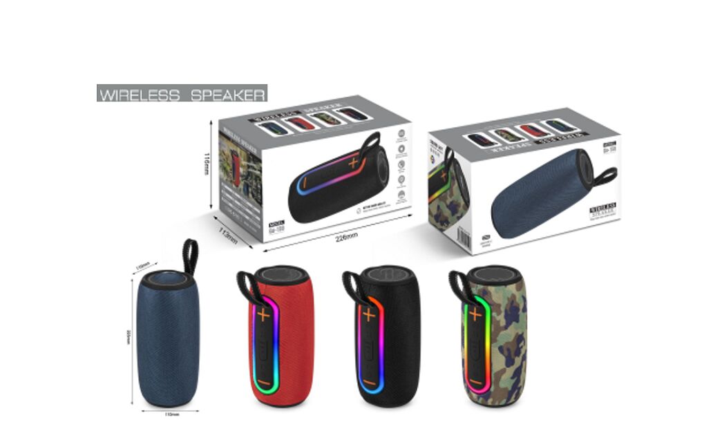 Alto-falante Bluetooth portátil, JiLi 5.3, 10W, LED Marquee, TWS, FM/USB/TF, 1200mAh, ABS+Cloth