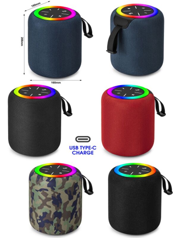 Porta-voz Bluetooth portátil, 25W estéreo, 2400mAh, LED Marquee, TWS, FM/USB/TF, ABS+Cloth