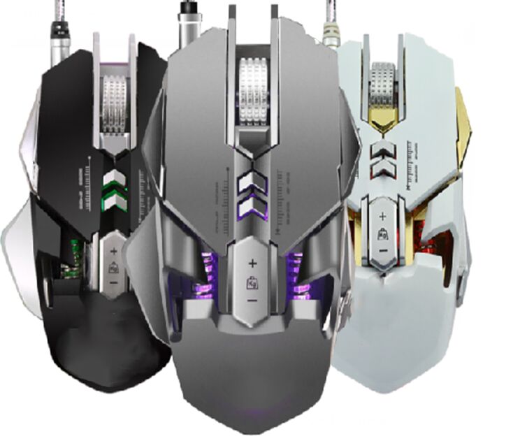 3200 DPI Ergonomic Gaming Mouse com Turbo Cooling Fan, RGB personalizável, 7 botões programáveis, 1,5m USB trançado, preto, branco, arma