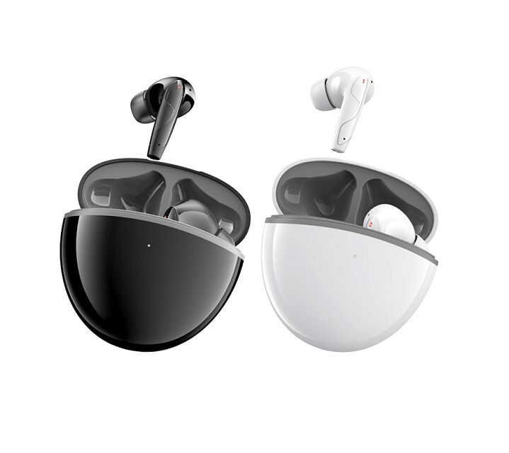 ANC TWS Earbuds, Mic MEMS, F13 Diafragma Composite, Tipo-C, 200mAh Case, Preto/Branco