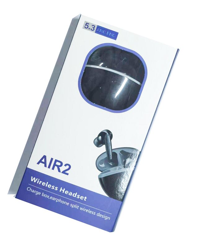 ANC TWS Earbuds, Mic MEMS, F13 Diafragma Composite, Tipo-C, 200mAh Case, Preto/Branco