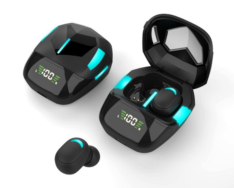ZK5659 TWS Earbuds, driver de áudio de 8mm, design portátil de 33g, acabamento preto, caixa de carregamento de 150mAh, adaptado para soluções OEM